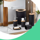 PRETO - Conjunto de Acessório para Banheiro - Bambu 6 Peças BM-F1080A