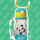 Panda - Garrafa Infantil Portátil com Desenho Tampa com Canudo e Alça Lateral - (Unissex)