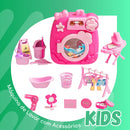Rosa - Brinquedo Infantil Máquina de Lavar com Acessórios 30pcs