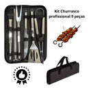 Conjunto de Churrasco 9 Peças Inox Profissional C/ Bolsa - BM-F1026